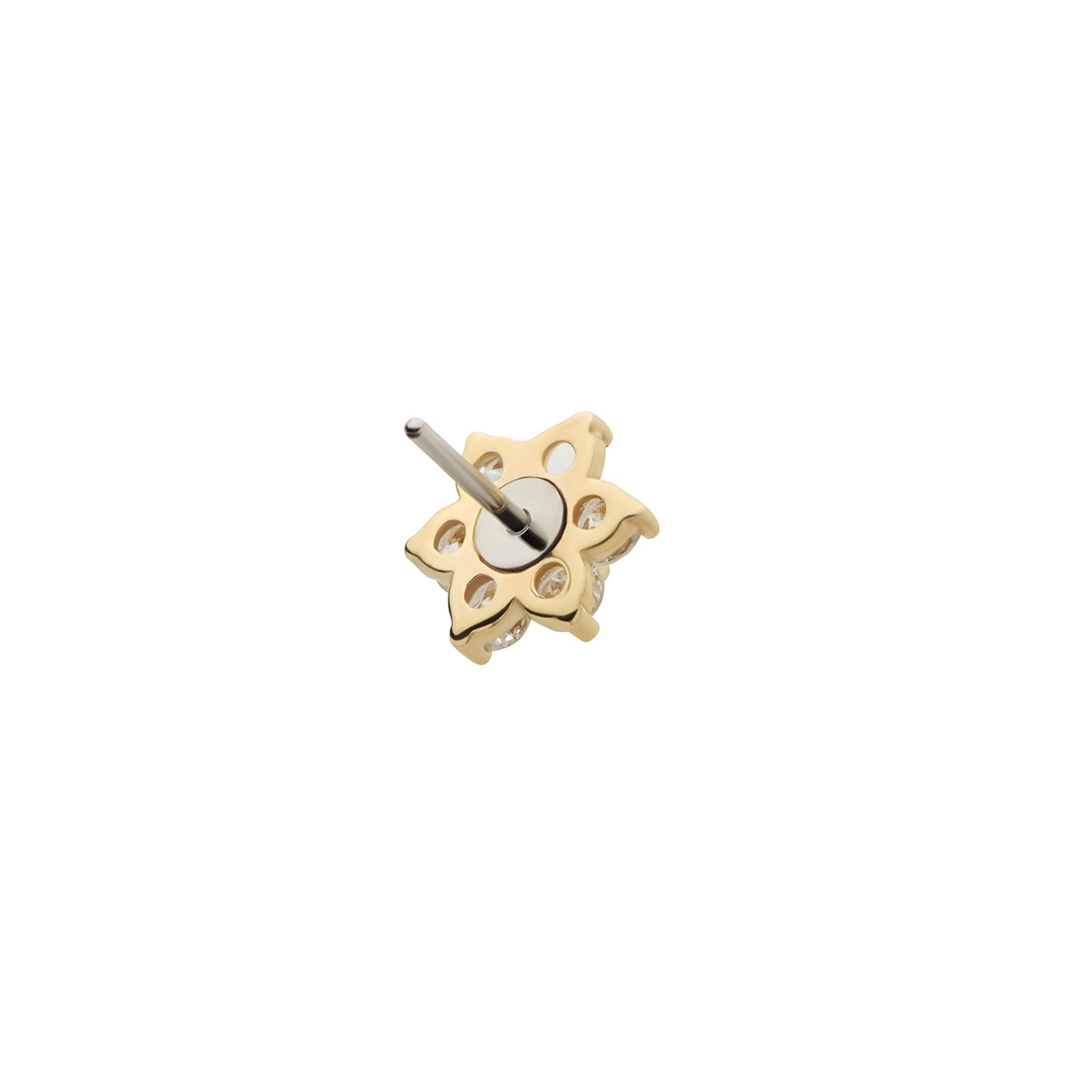 Revelry 1/10 ct. tw. Lab-Grown Round Diamond Flower Topper in 14K Yellow Gold close-up detail