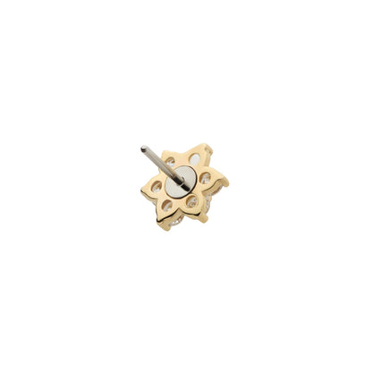 Revelry 1/10 ct. tw. Lab-Grown Round Diamond Flower Topper in 14K Yellow Gold close-up detail