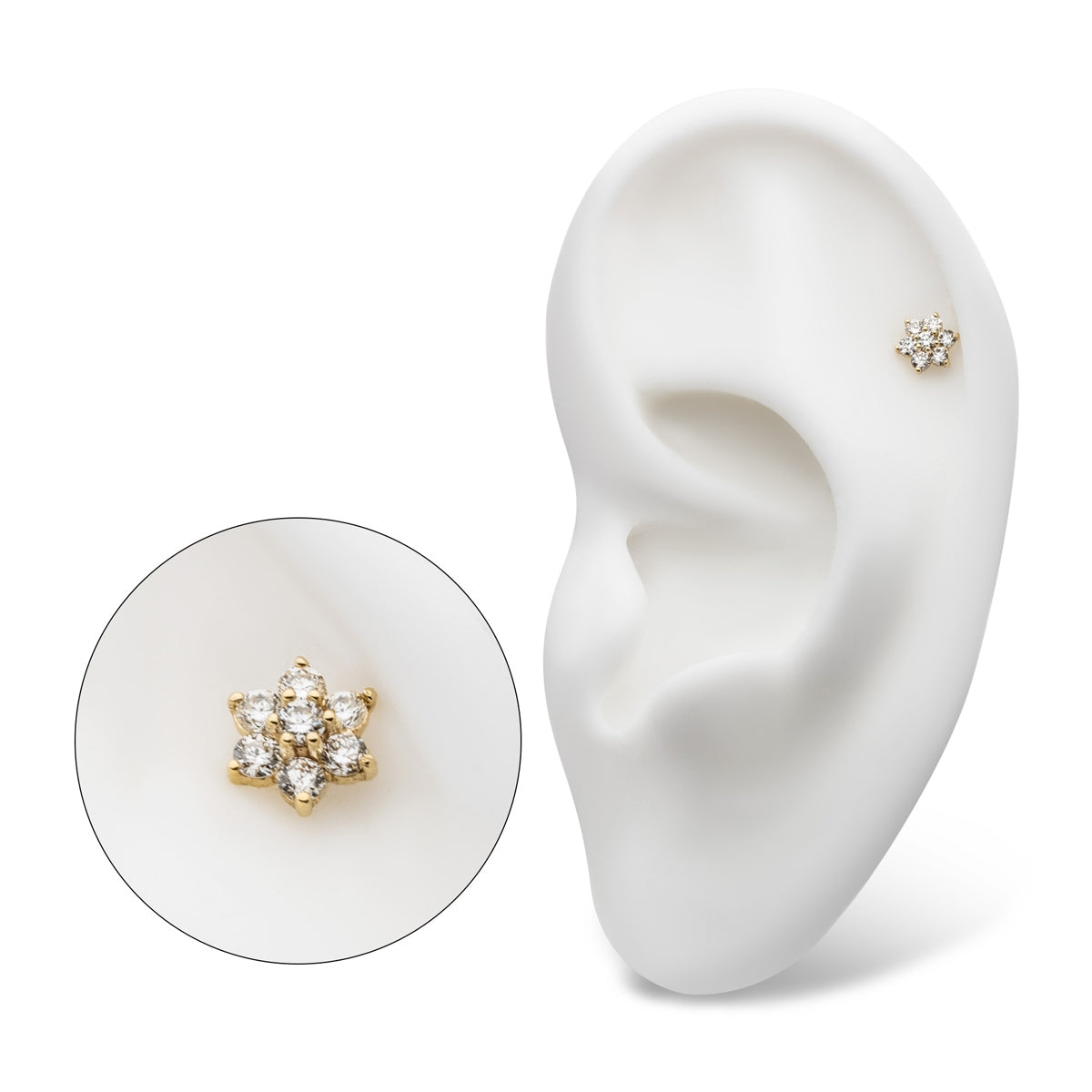 Revelry 1/10 ct. tw. Lab-Grown Round Diamond Flower Topper in 14K Yellow Gold side profile