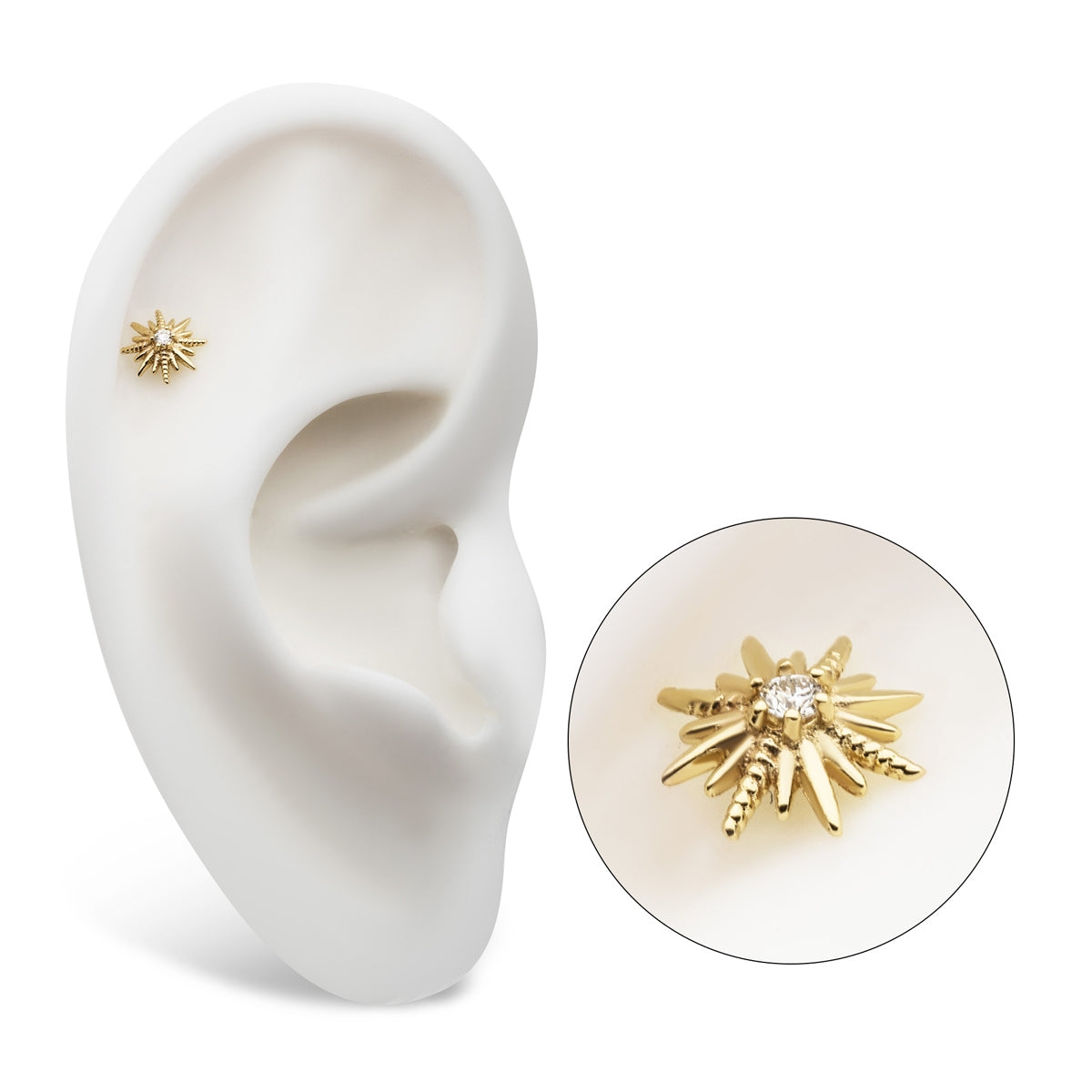 Revelry Lab-Grown Round Diamond Accent Starburst Topper in 14K Yellow Gold side profile