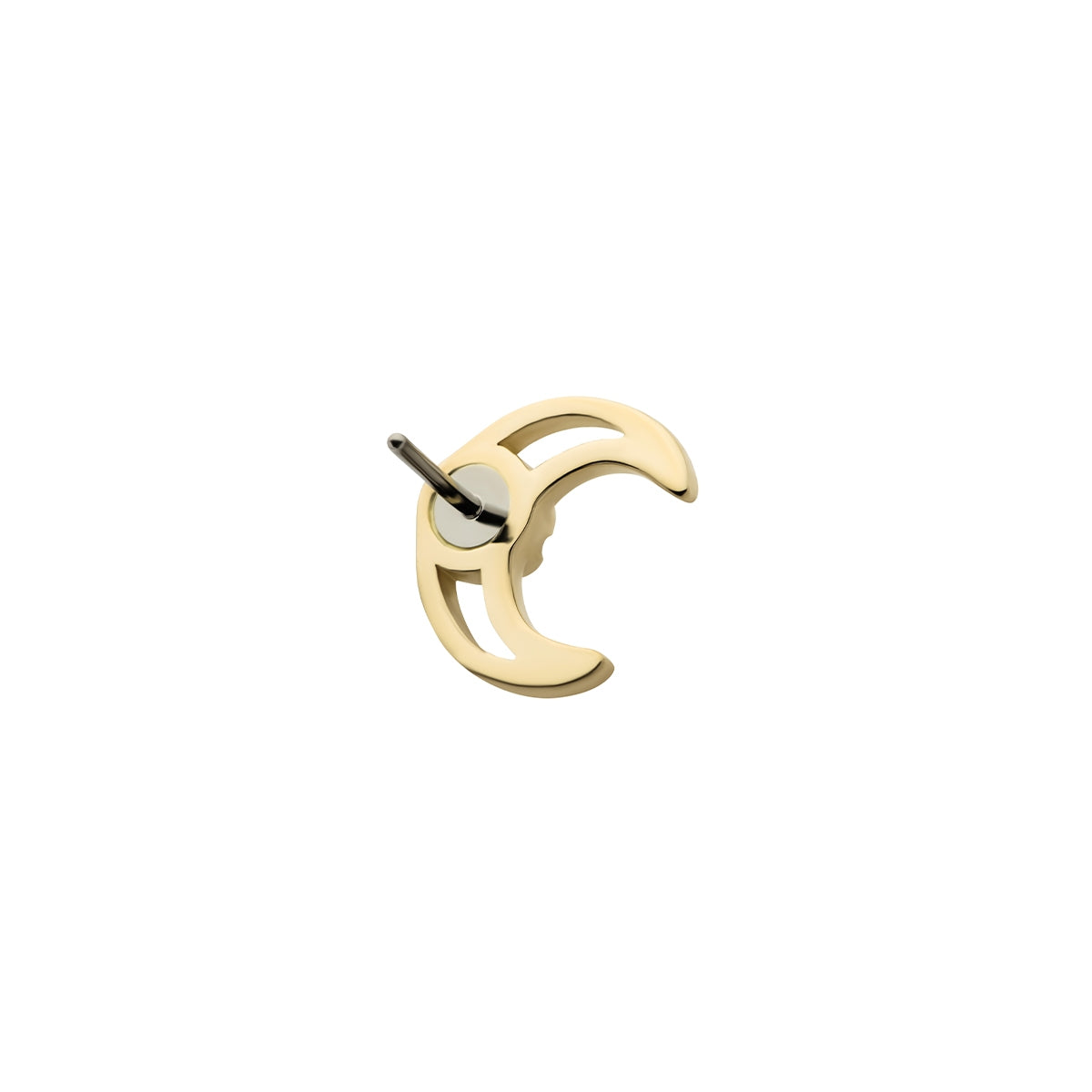 Revelry Lab-Grown Round Diamond Accent Open Crescent Moon Topper in 14K Yellow Gold close-up detail