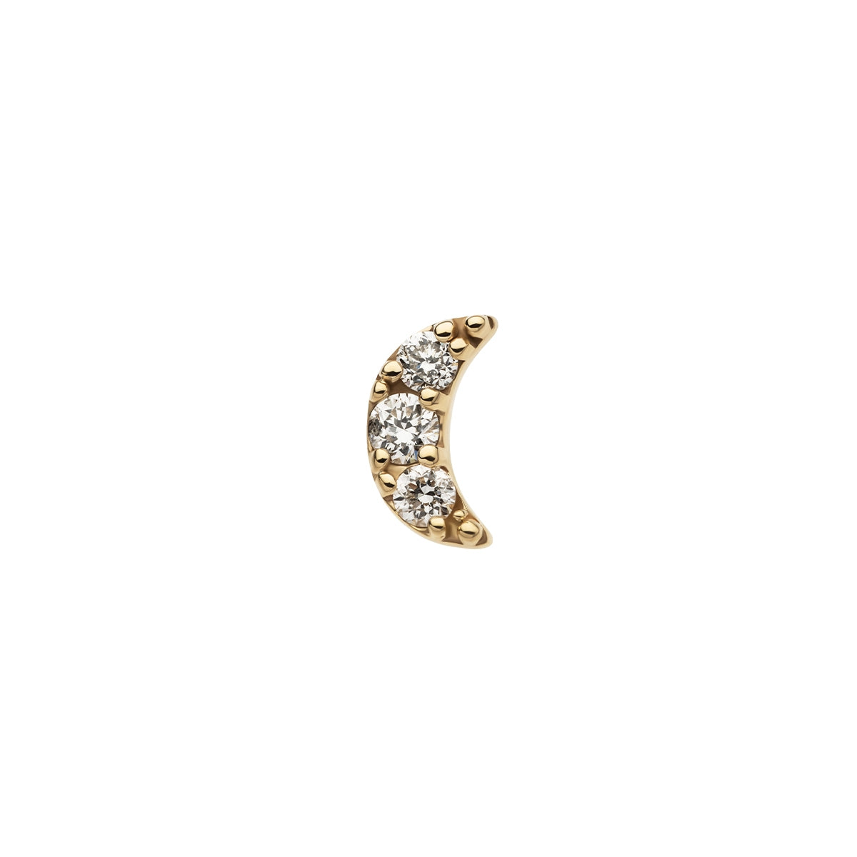 Revelry Lab-Grown Round 3-Stone Diamond Accent Crescent Moon Topper in 14K Yellow Gold front view