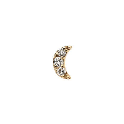 Revelry Lab-Grown Round 3-Stone Diamond Accent Crescent Moon Topper in 14K Yellow Gold front view