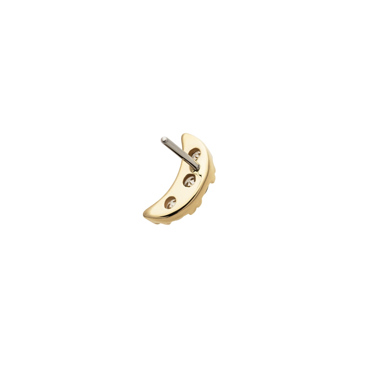 Revelry Lab-Grown Round 3-Stone Diamond Accent Crescent Moon Topper in 14K Yellow Gold close-up detail