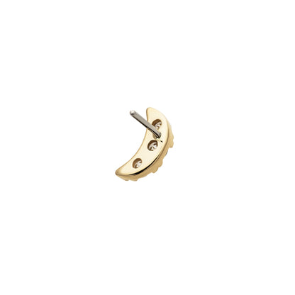 Revelry Lab-Grown Round 3-Stone Diamond Accent Crescent Moon Topper in 14K Yellow Gold close-up detail
