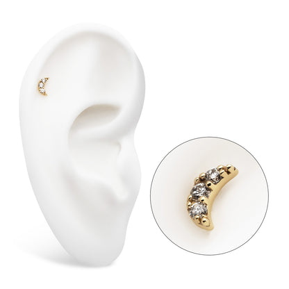 Revelry Lab-Grown Round 3-Stone Diamond Accent Crescent Moon Topper in 14K Yellow Gold side profile