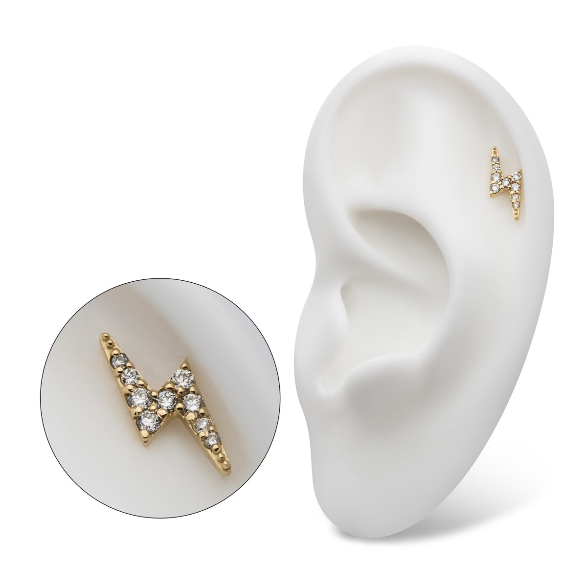 Revelry 1/10 ct. tw. Lab-Grown Diamond Lightning Bolt Topper in 14K Yellow Gold side profile