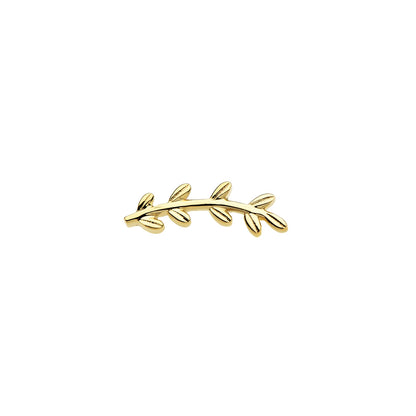 Revelry Polished Fern Leaf Branch Topper in 14K Yellow Gold front view