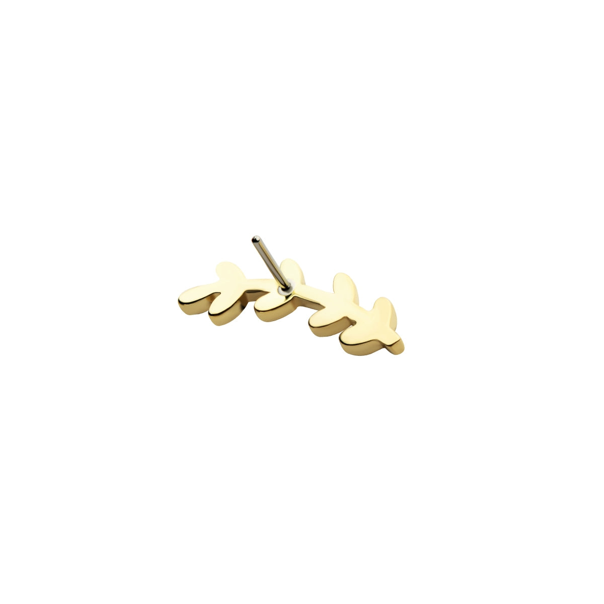 Revelry Polished Fern Leaf Branch Topper in 14K Yellow Gold close-up detail