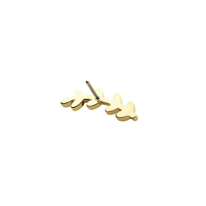 Revelry Polished Fern Leaf Branch Topper in 14K Yellow Gold close-up detail