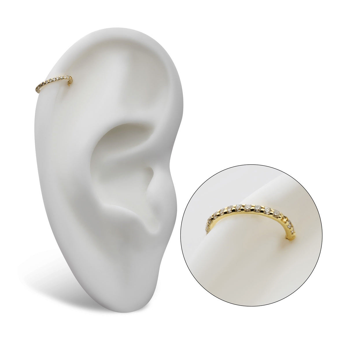 Revelry 18g 8mm Lab-Grown Diamond Accent Clicker Hoop in 14K Yellow Gold close-up detail