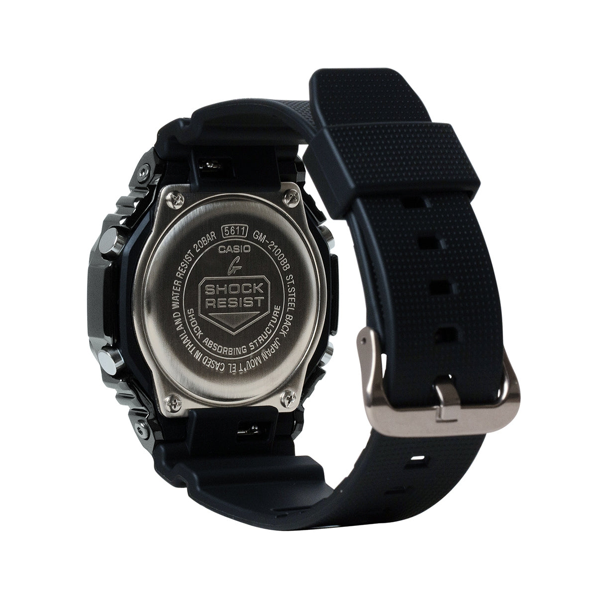 G-Shock Men's G-Steel Black Stainless Steel Watch with Black Dial & Resin Strap front view