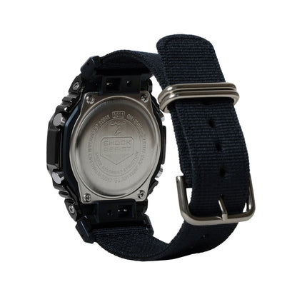 G-Shock Men's G-Steel Black Stainless Steel Watch with Black Dial & Canvas Strap front view