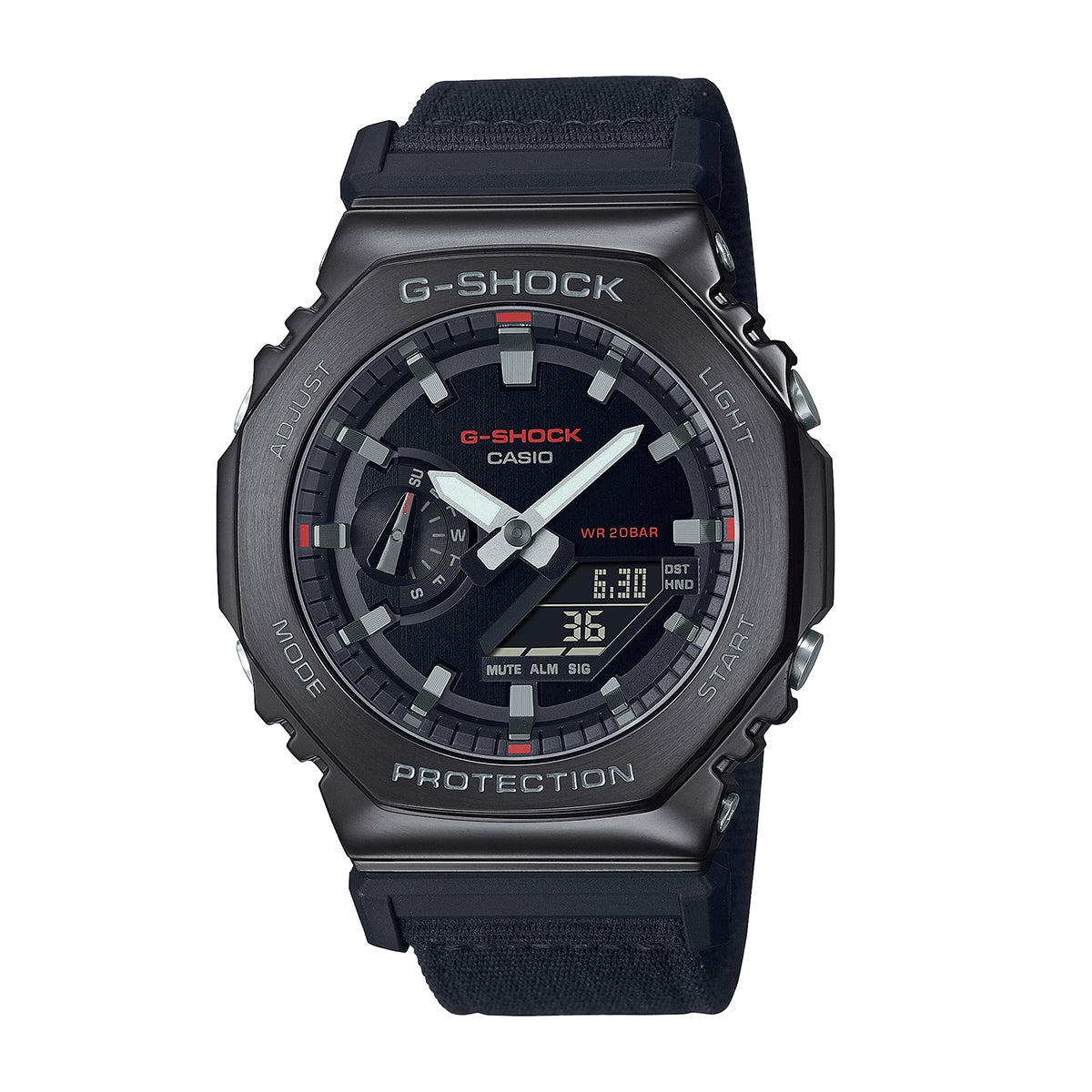 G-Shock Men's G-Steel Black Stainless Steel Watch with Black Dial & Canvas Strap