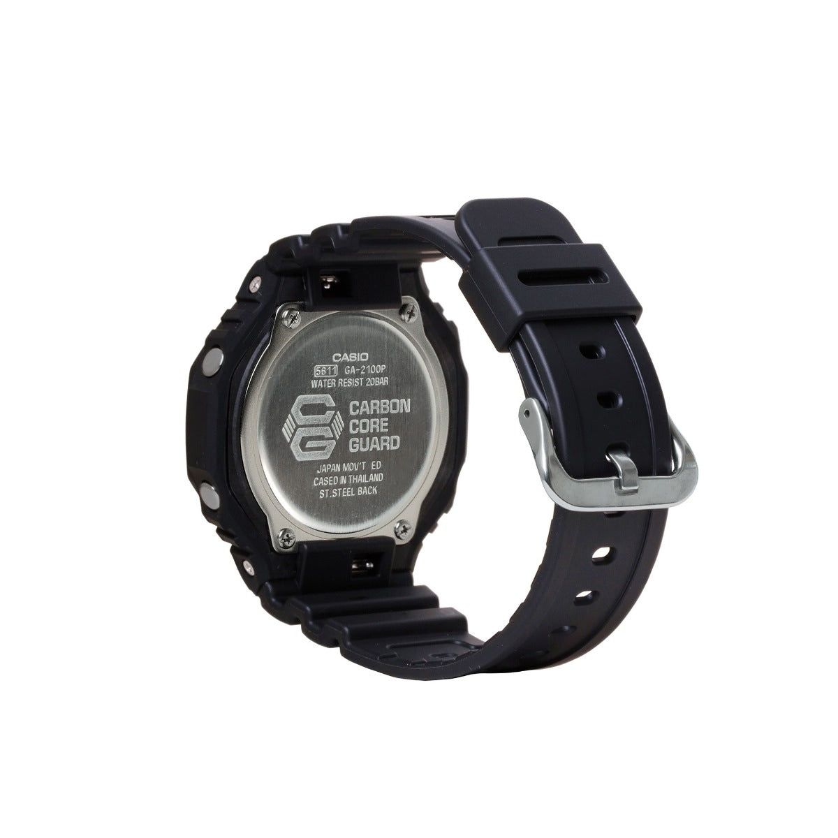 G-Shock Men's 2100 Black Carbon Watch with Black Dial & Resin Strap front view