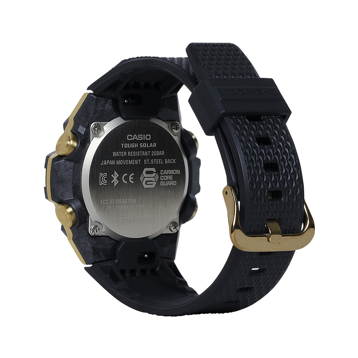 G-Shock Men's G-Steel Black & Gold Stainless Steel Watch with Black Dial & Resin Strap front view