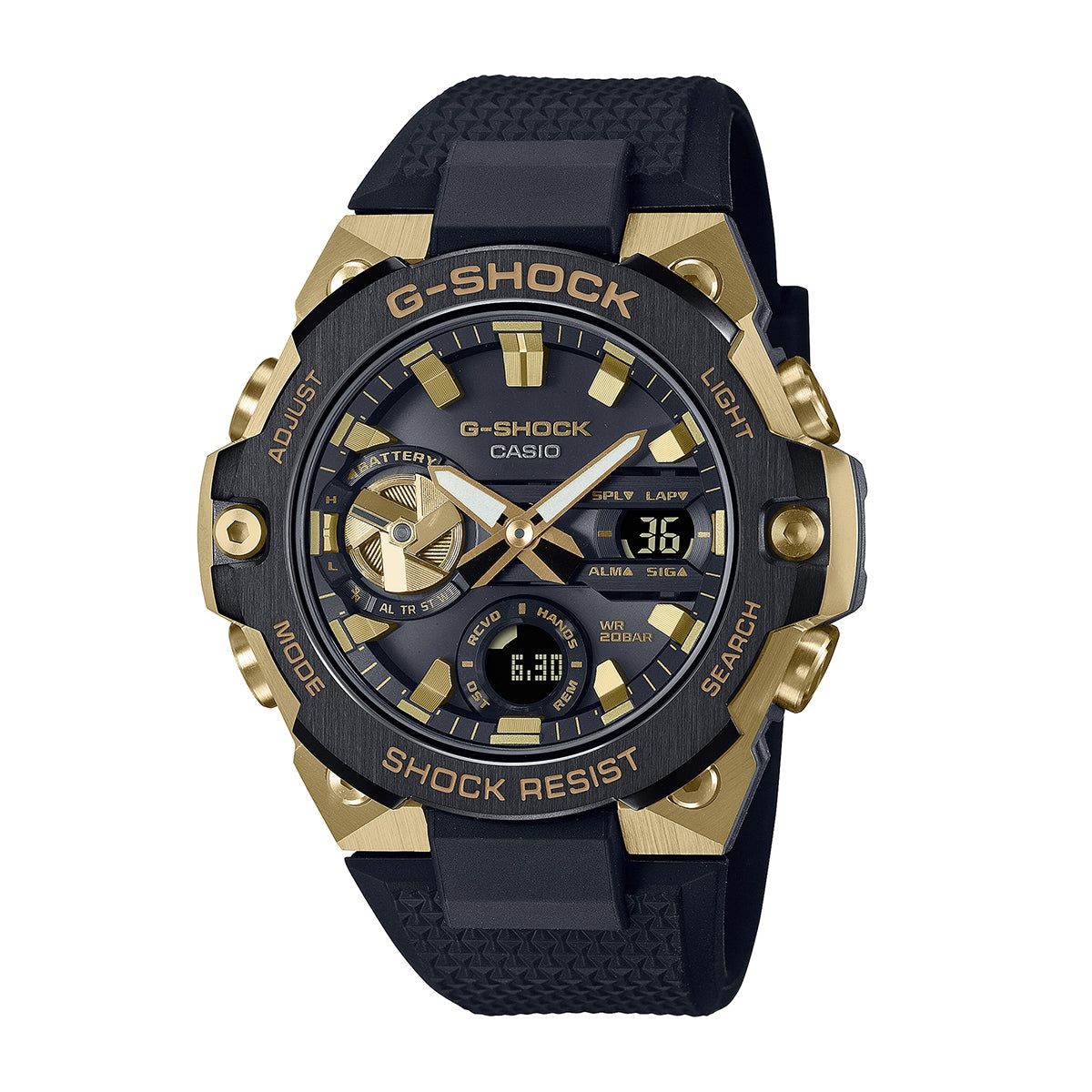 G-Shock Men's G-Steel Black & Gold Stainless Steel Watch with Black Dial & Resin Strap