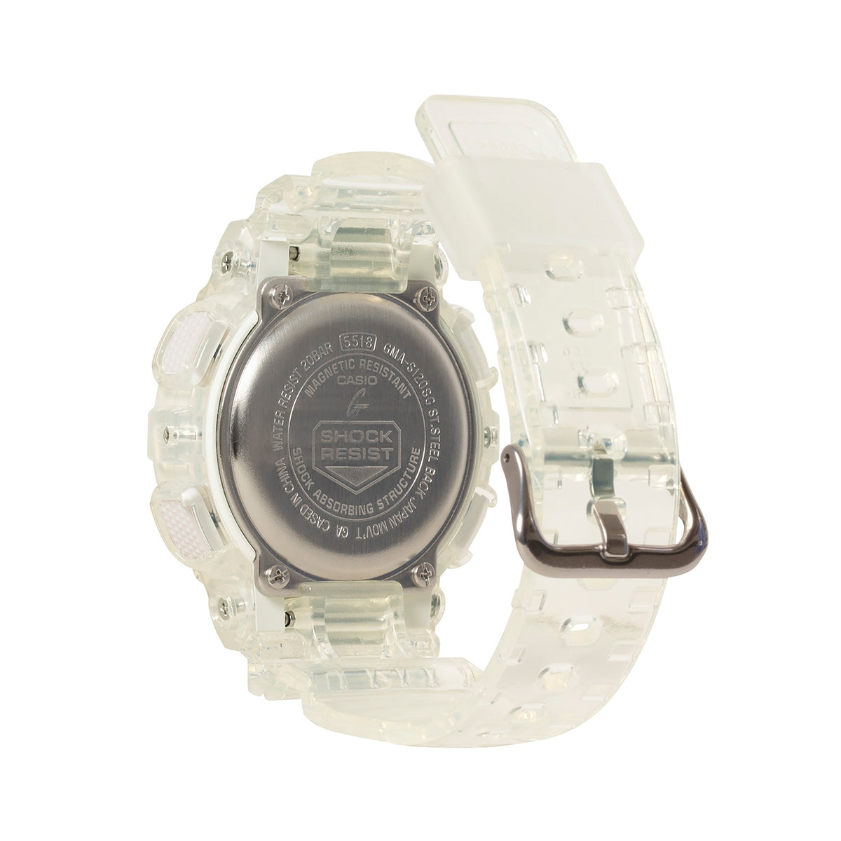 G-Shock Ladies' Analog-Digital White Resin Watch with Gold Dial front view