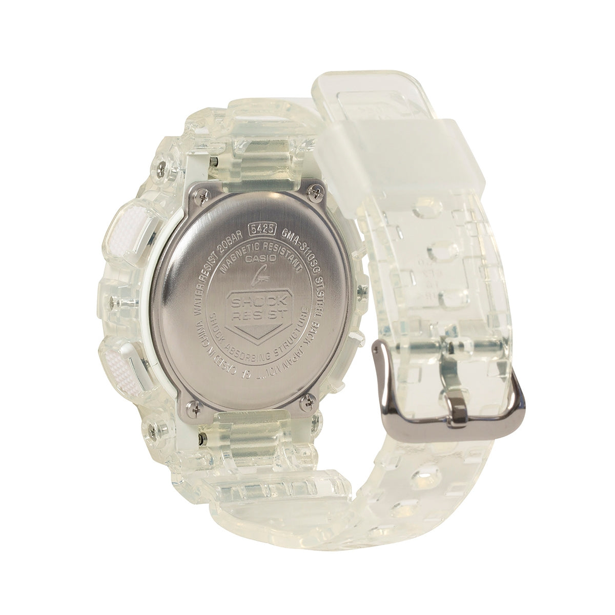 G-Shock Ladies' Analog-Digital White Resin Watch with Gold Dial front view (2)