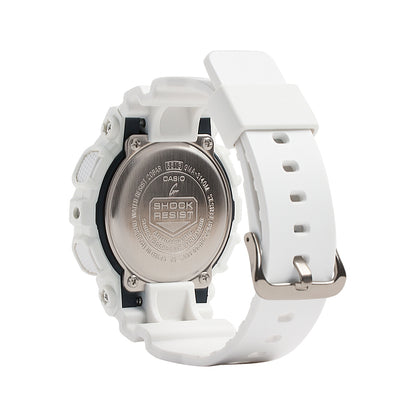 G-Shock Ladies' Analog-Digital White Resin Watch with Black & Pink Dial front view