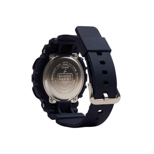 G-Shock Ladies' Analog-Digital Black Resin Watch with Black & Gold Dial front view