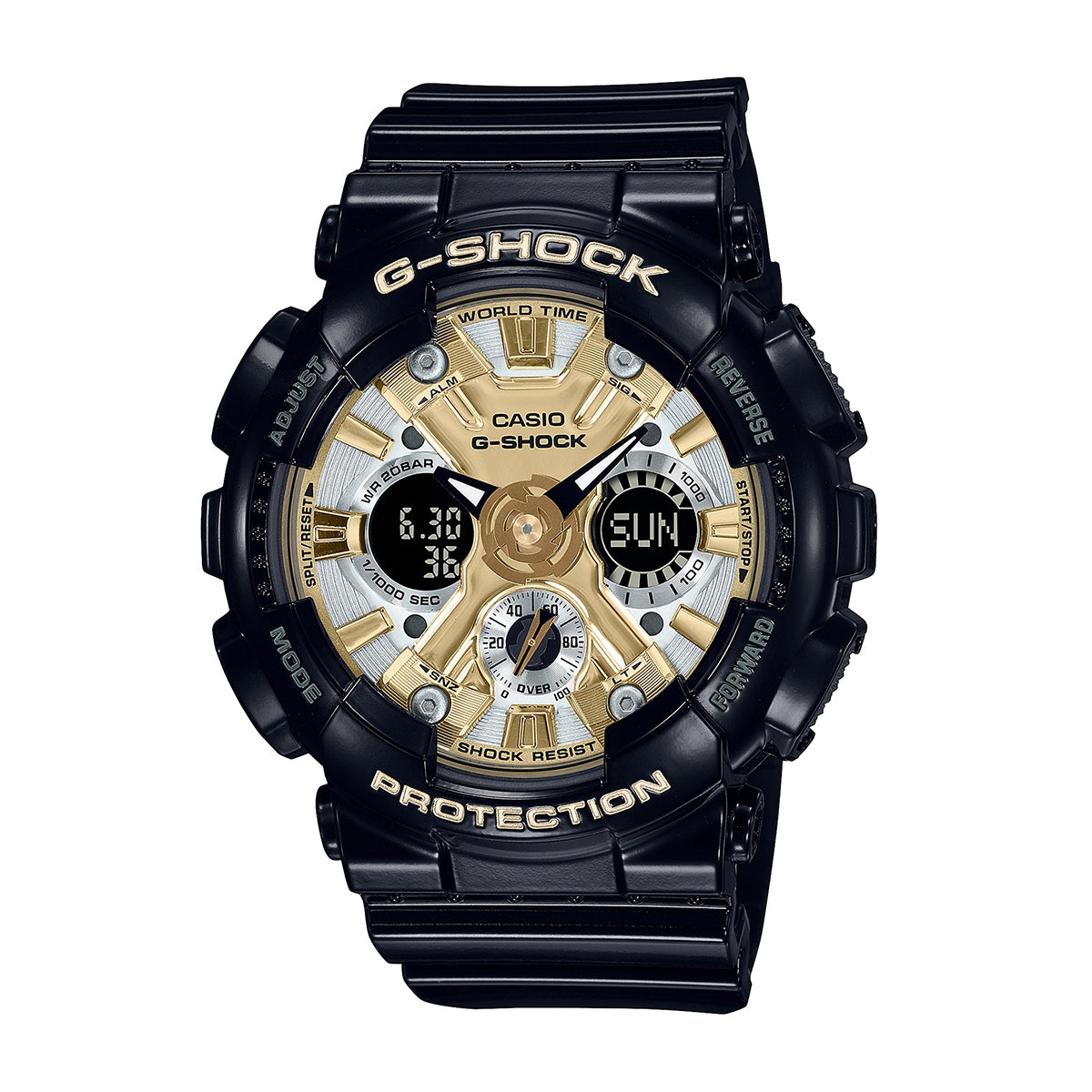 G-Shock Ladies' Analog-Digital Black Resin Watch with Gold Dial