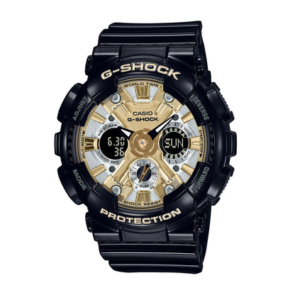 G-Shock Ladies' Analog-Digital Black Resin Watch with Gold Dial