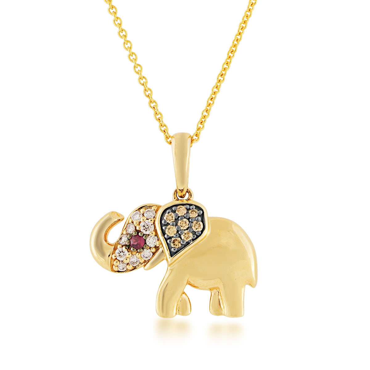 Le Vian Passion Ruby & 1/10 ct. tw. Chocolate & Vanilla Diamond Elephant Pendant in 14K Honey Gold