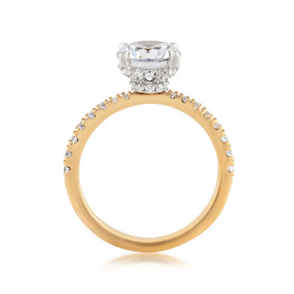 Adamante 2-1/2 ct. tw. Lab-Grown Round Brilliant Diamond Double Hidden Halo Engagement Ring in 14K Yellow close-up detail