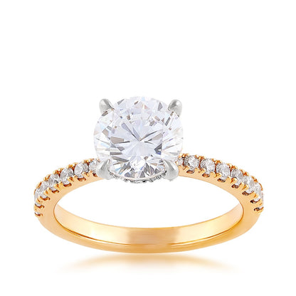 Adamante 2-1/2 ct. tw. Lab-Grown Round Brilliant Diamond Double Hidden Halo Engagement Ring in 14K Yellow Gold
