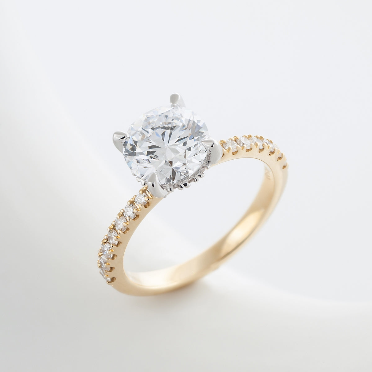 Adamante 2-1/2 ct. tw. Lab-Grown Round Brilliant Diamond Double Hidden Halo Engagement Ring in 14K Yellow Gold side profile
