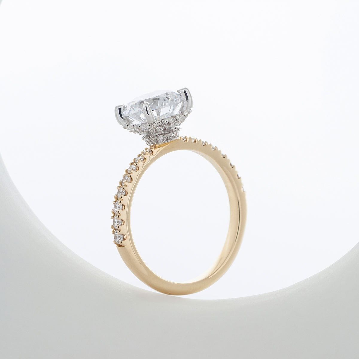 Adamante 2-1/2 ct. tw. Lab-Grown Round Brilliant Diamond Double Hidden Halo Engagement Ring in 14K Yellow Gold full view