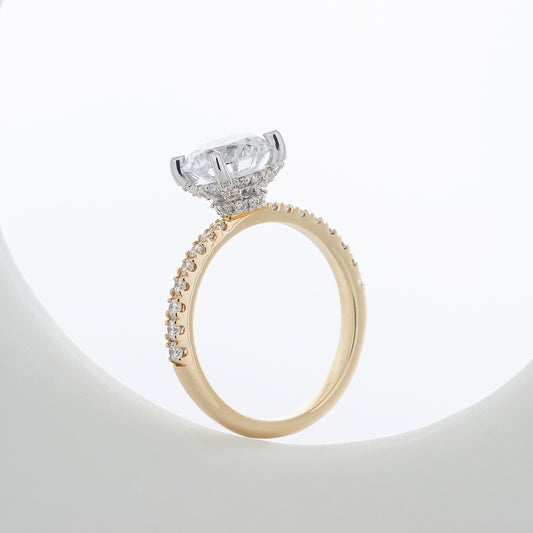 Adamante 2-1/2 ct. tw. Lab-Grown Round Brilliant Diamond Double Hidden Halo Engagement Ring in 14K Yellow Gold full view
