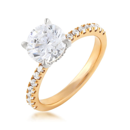 Adamante 2-1/2 ct. tw. Lab-Grown Round Brilliant Diamond Double Hidden Halo Engagement Ring in 14K Yellow Gold front view