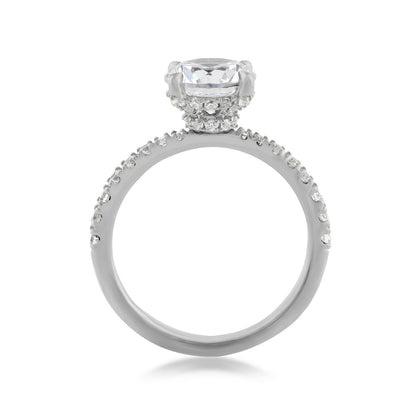 Adamante 2-1/2 ct. tw. Lab-Grown Round Brilliant Diamond Double Hidden Halo Engagement Ring in 14K White Gold close-up detail