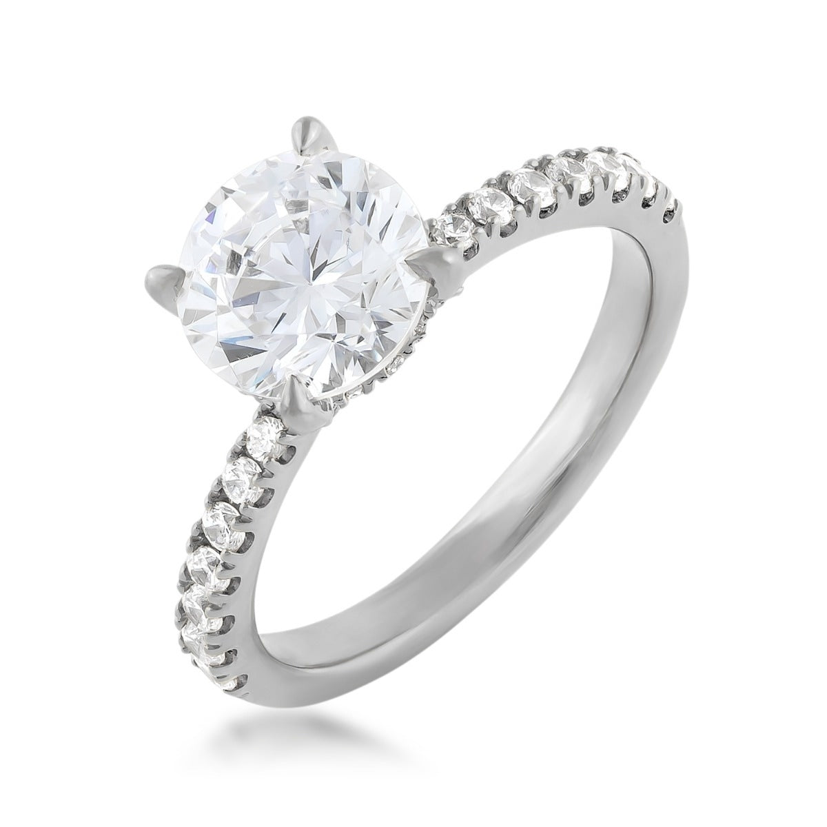 Adamante 2-1/2 ct. tw. Lab-Grown Round Brilliant Diamond Double Hidden Halo Engagement Ring in 14K White Gold front view