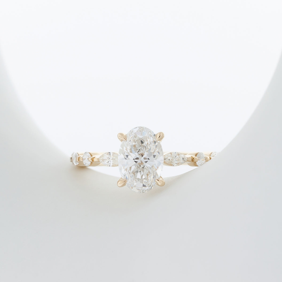 Adamante 1-9/10 ct. tw. Lab-Grown Oval Diamond Engagement Ring in 14K Yellow Gold side profile