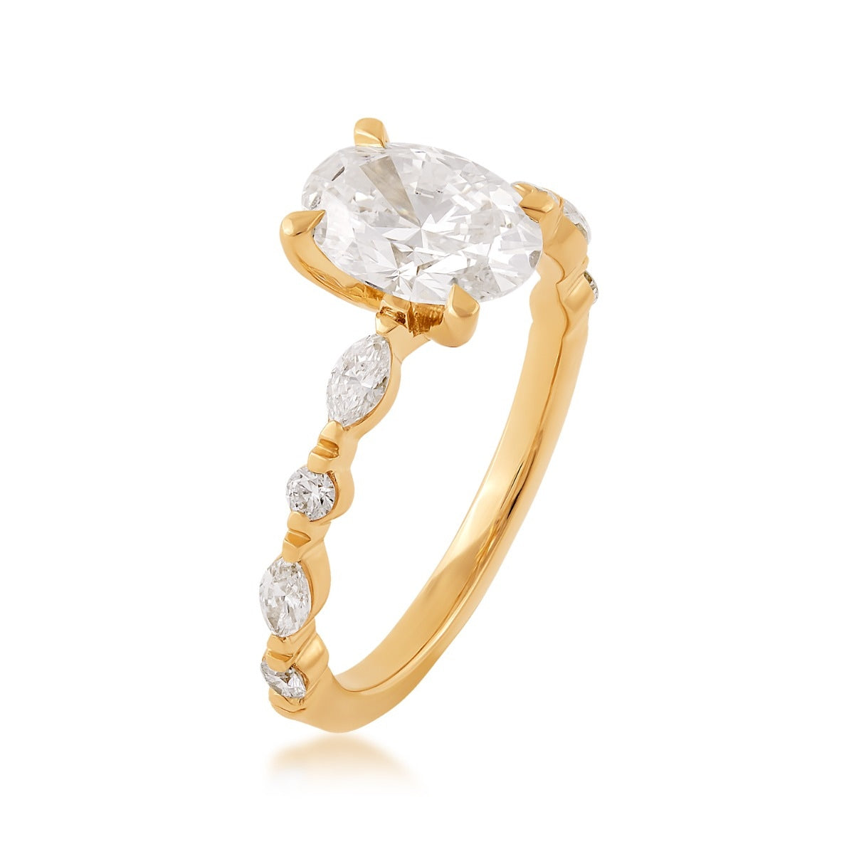 Adamante 1-9/10 ct. tw. Lab-Grown Oval Diamond Engagement Ring in 14K Yellow Gold front view