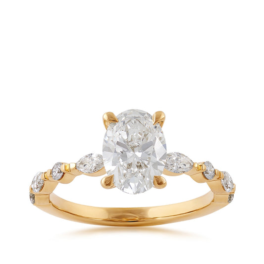 Adamante 1-9/10 ct. tw. Lab-Grown Oval Diamond Engagement Ring in 14K Yellow Gold