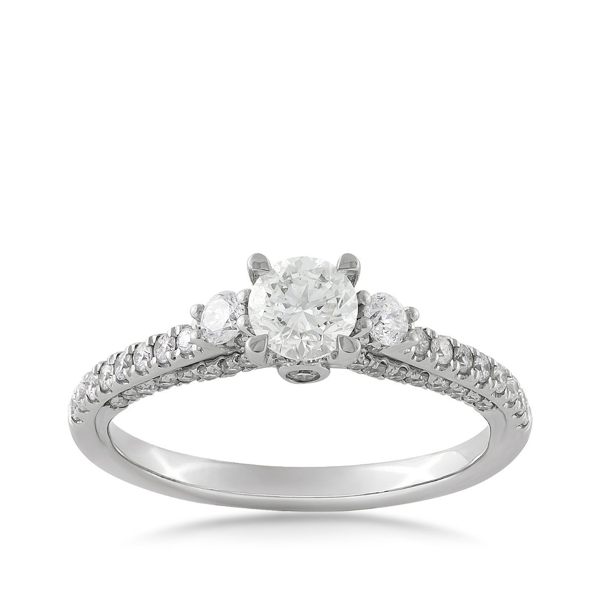 3-Stone 1 ct. tw. Round Brilliant Diamond Engagement Ring in 14K White Gold