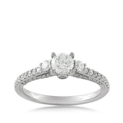 3-Stone 1 ct. tw. Round Brilliant Diamond Engagement Ring in 14K White Gold