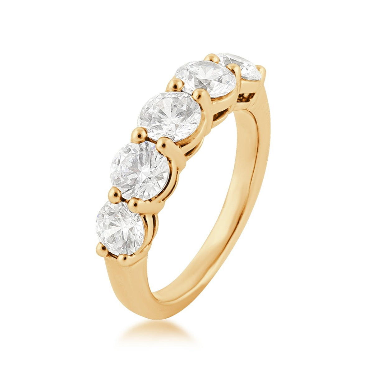 Adamante 2 ct. tw. Lab-Grown Round 5-Stone Diamond Anniversary Ring in 14K Yellow Gold front view