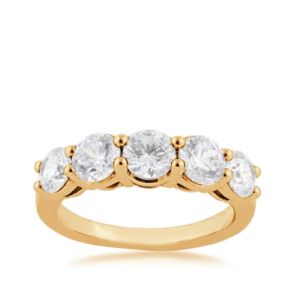 Adamante 2 ct. tw. Lab-Grown Round 5-Stone Diamond Anniversary Ring in 14K Yellow Gold