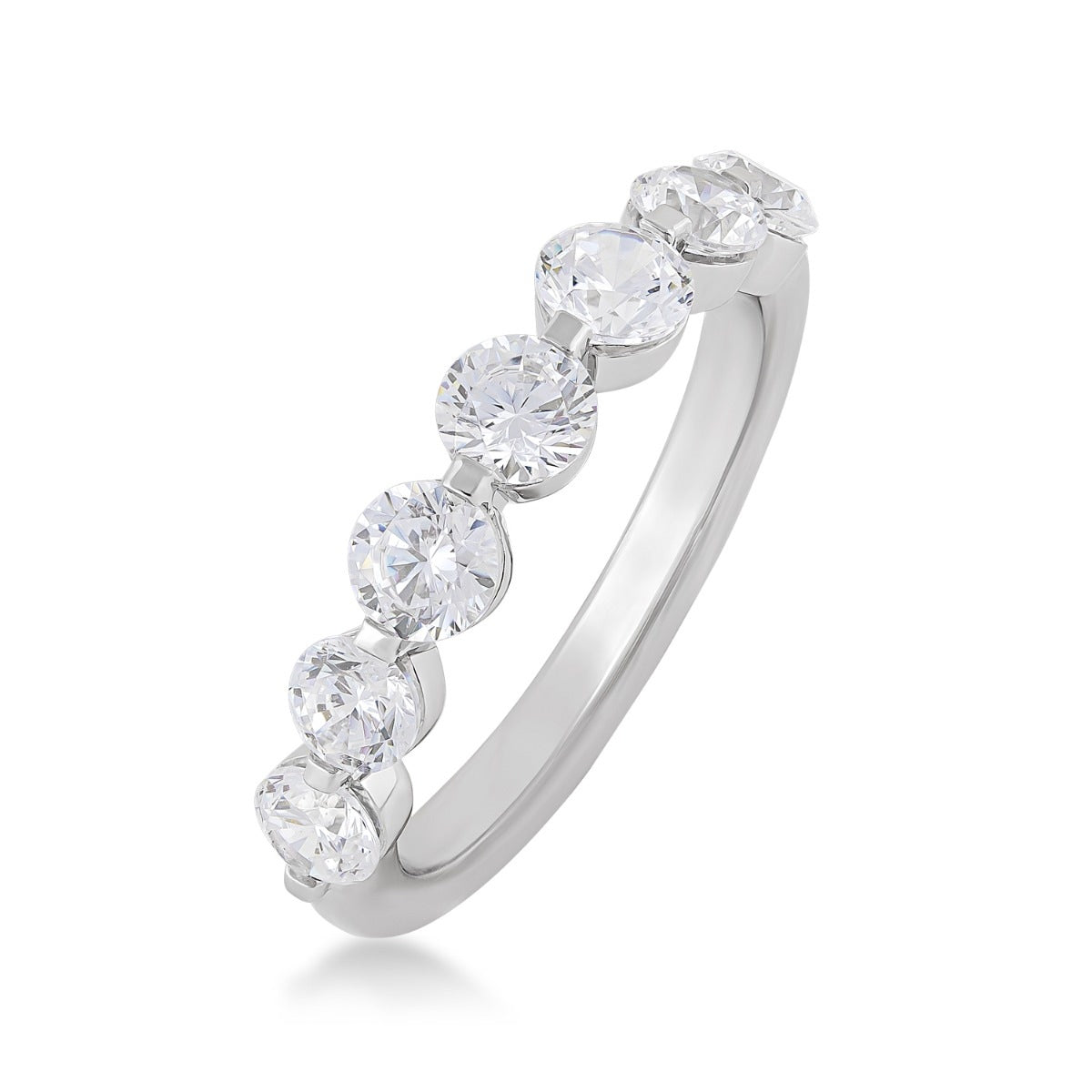 Adamante 1-1/2 ct. tw. Round 7-Stone Diamond Anniversary Ring in 14K White Gold front view