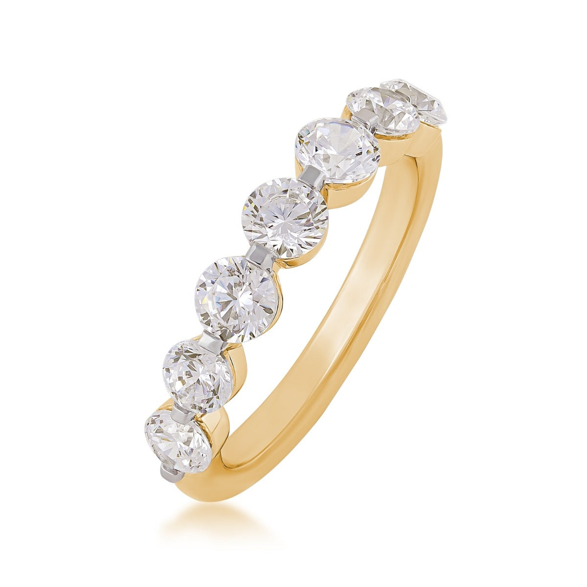 Adamante 1-1/2 ct. tw. Lab-Grown Round 7-Stone Diamond Anniversary Ring in 14K Yellow Gold front view