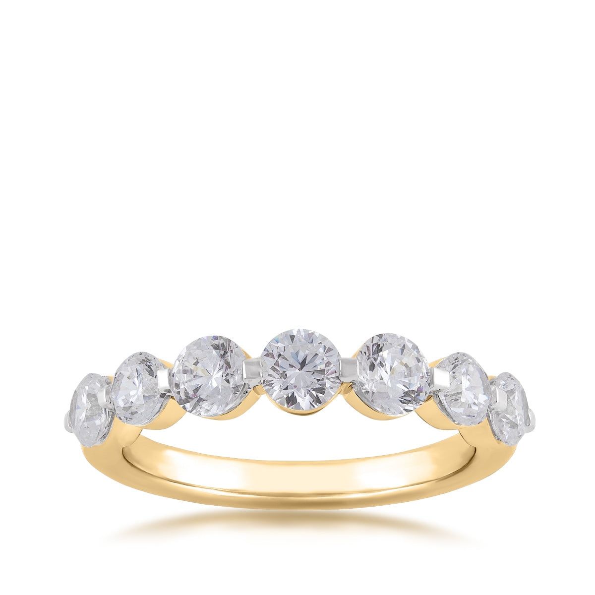 Adamante 1-1/2 ct. tw. Lab-Grown Round 7-Stone Diamond Anniversary Ring in 14K Yellow Gold