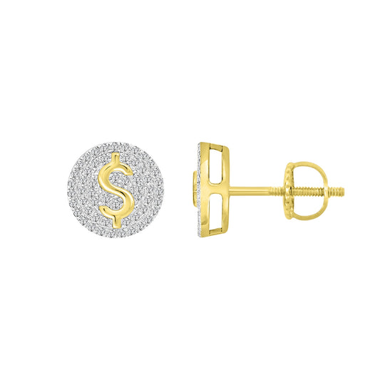 1/4 ct. tw. Men's Diamond Dollar Sign Earrings in 10K Yellow Gold