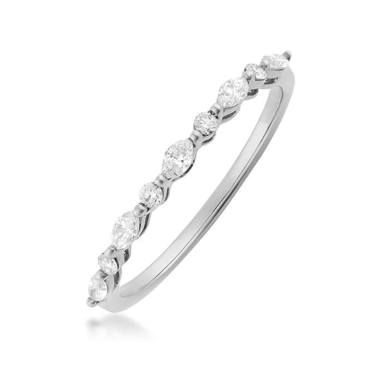 Perfect Match 1/4 ct. tw. Marquise & Round Diamond Anniversary Ring in 10K White Gold front view