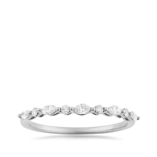 Perfect Match 1/4 ct. tw. Marquise & Round Diamond Anniversary Ring in 10K White Gold
