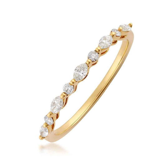 Perfect Match 1/4 ct. tw. Marquise & Round Diamond Anniversary Ring in 10K Yellow Gold front view